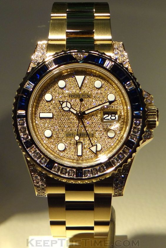 replica Rolex GMT Master II - 18k Gold & Diamonds