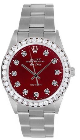 rolex airking red diamond face