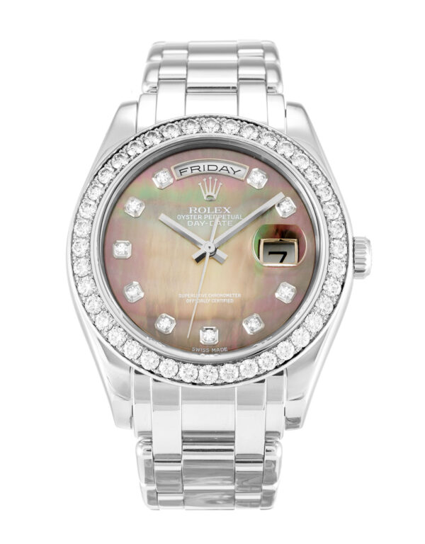 Experience the Opulence of a Fake Rolex Day-Date 36mm Mother of Pearl – Black Dial 18946